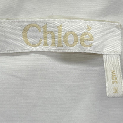 Chloe クロエ ホワイト コットン 比翼ボタン レースブラウス トップス