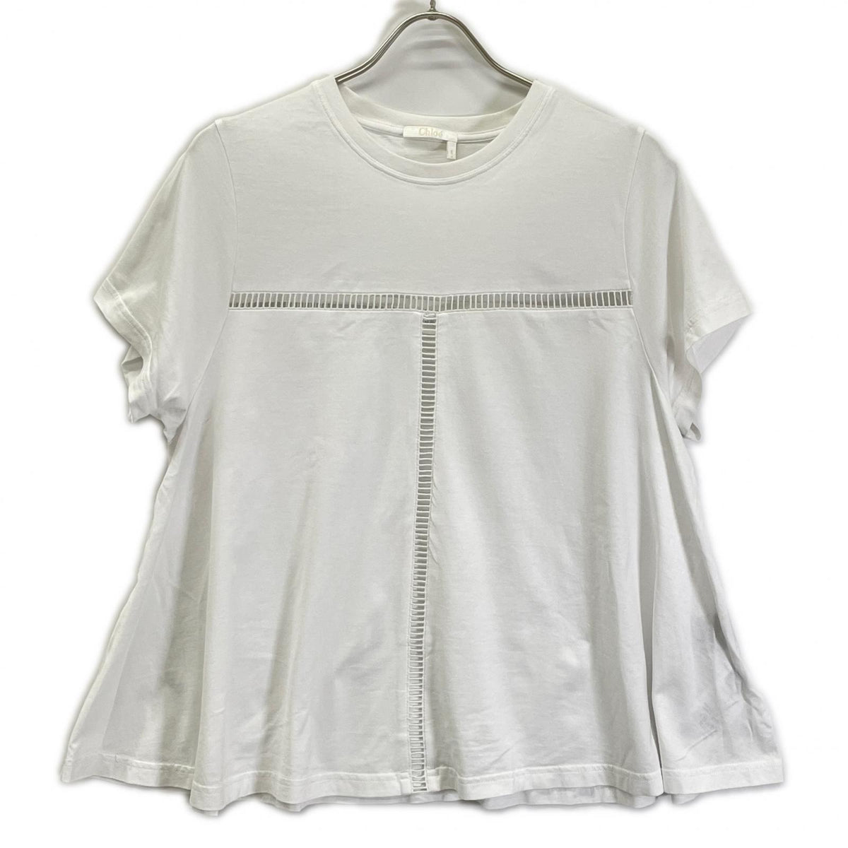Chloe クロエ 24SS ホワイト コットン ハシゴレース Tシャツ トップス