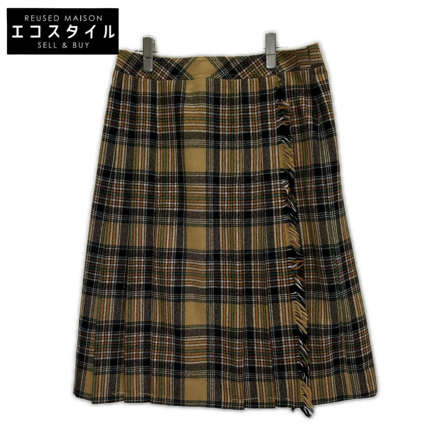 CELINE セリーヌ 80s–90s Vintage J.C.C. Era Yellow-Check Pleated Skirt Skirt