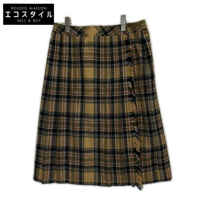 CELINE セリーヌ 80s–90s Vintage J.C.C. Era Yellow-Check Pleated Skirt Skirt