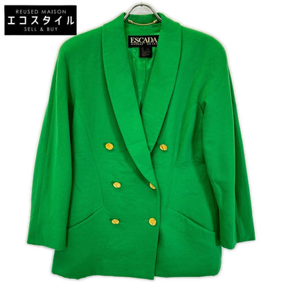 ESCADA エスカーダ 90s グリーン ウールカシミヤ 金ボタン ダブルテーラードジャケット ジャケット