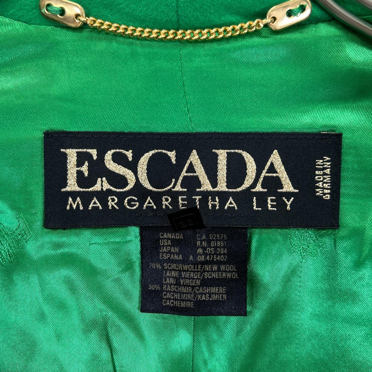 ESCADA エスカーダ 90s グリーン ウールカシミヤ 金ボタン ダブルテーラードジャケット ジャケット