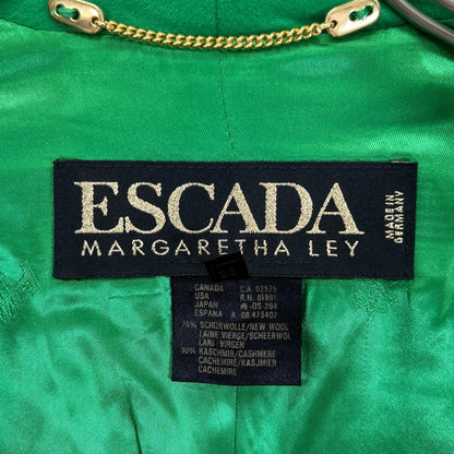 ESCADA エスカーダ 90s グリーン ウールカシミヤ 金ボタン ダブルテーラードジャケット ジャケット