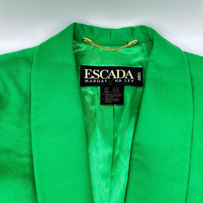 ESCADA エスカーダ 90s グリーン ウールカシミヤ 金ボタン ダブルテーラードジャケット ジャケット
