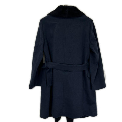 mila schon ミラショーン 500-61151 ネイビー カシミヤウール レザー切り替え トレンチコート コート