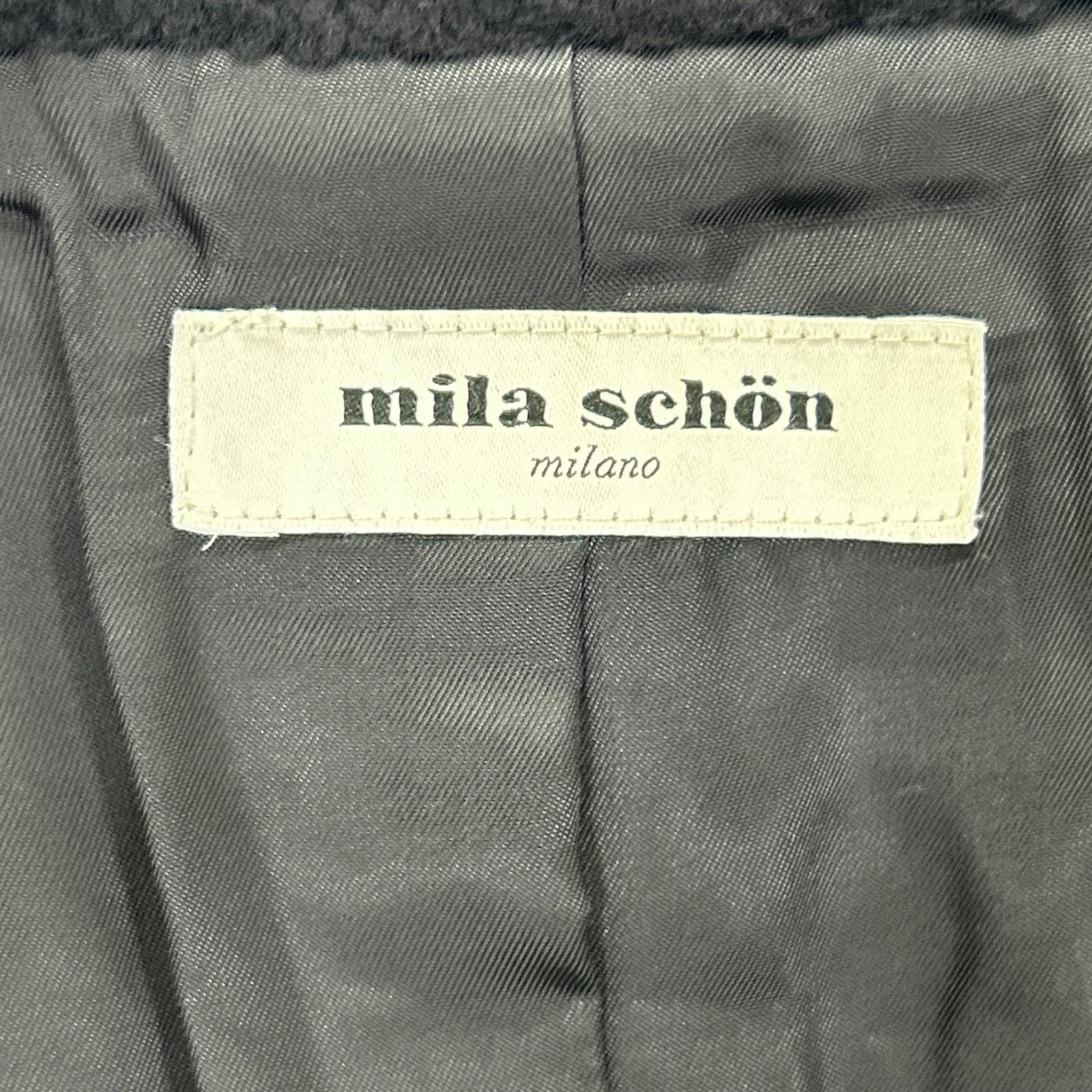 mila schon ミラショーン 500-61151 ネイビー カシミヤウール レザー切り替え トレンチコート コート