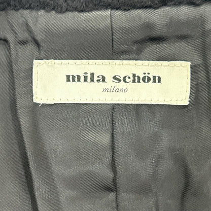 mila schon ミラショーン 500-61151 ネイビー カシミヤウール レザー切り替え トレンチコート コート