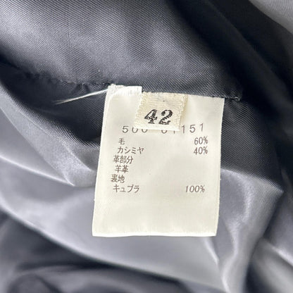 mila schon ミラショーン 500-61151 ネイビー カシミヤウール レザー切り替え トレンチコート コート