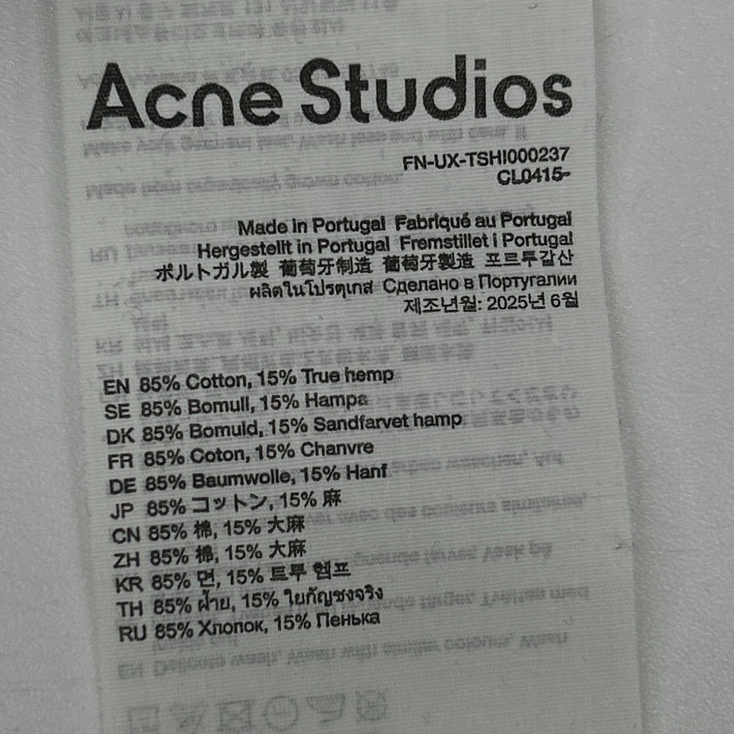 ACNE STUDIOS アクネ ストゥディオズ FN-UX-TSHI000237 フェード加工 長袖Tシャツ トップス
