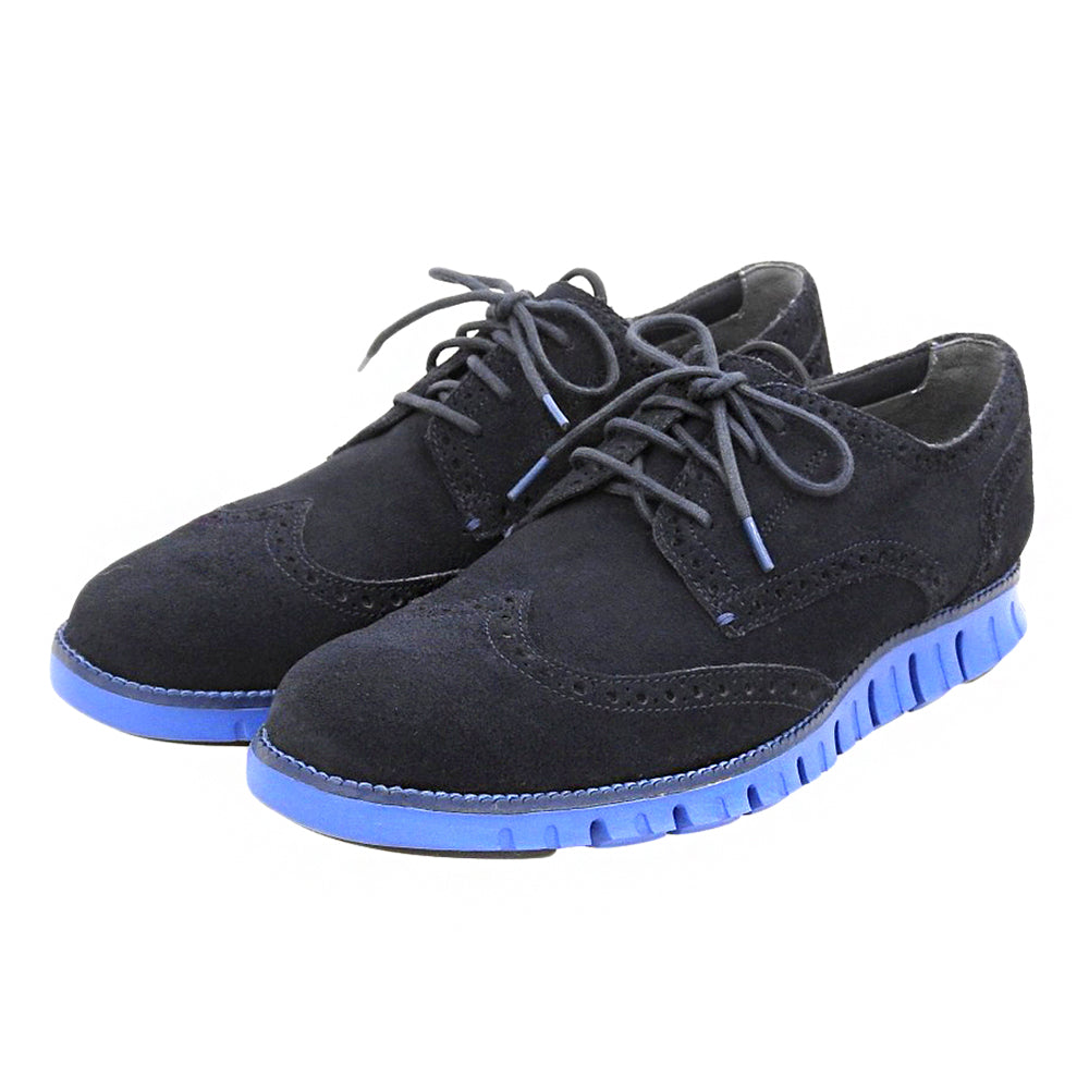 COLE HAAN コールハーン 美品 ゼログランド ウィングチップシューズ メンズ スエード ネイビー 10 C21380 シューズ