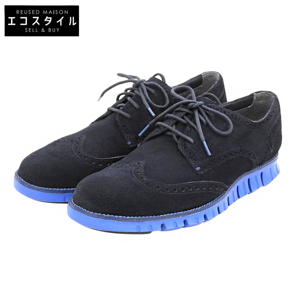 COLE HAAN コールハーン 美品 ゼログランド ウィングチップシューズ メンズ スエード ネイビー 10 C21380 シューズ