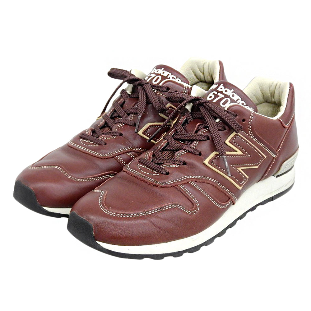 NEW BALANCE ニューバランス 美品 UK製 レザー スニーカー シューズ メンズ ブラウン 28.5cm M670BRN シューズ