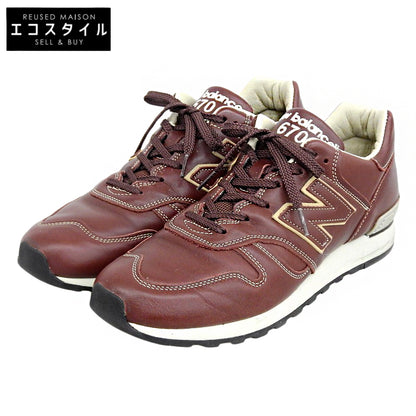 NEW BALANCE ニューバランス 美品 UK製 レザー スニーカー シューズ メンズ ブラウン 28.5cm M670BRN シューズ