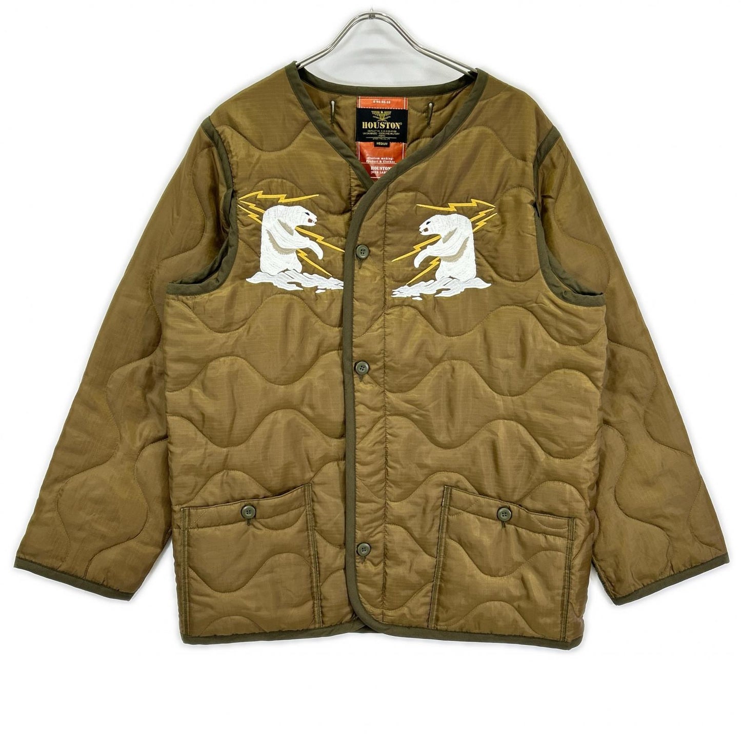 HOUSTON ヒューストン カーキ アラスカクマ刺繍 EMBROIDERY M-65 JACKET LINER ジャケット