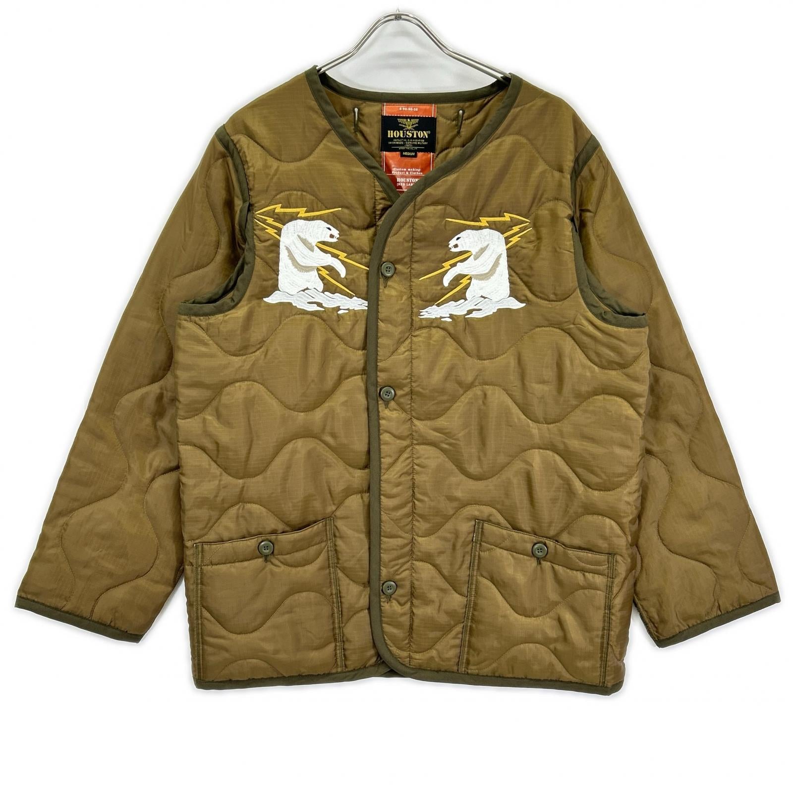 HOUSTON ヒューストン カーキ アラスカクマ刺繍 EMBROIDERY M-65 JACKET LINER ジャケット