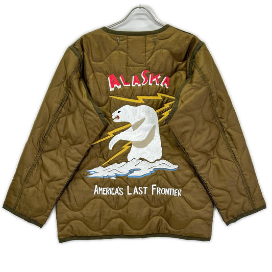HOUSTON ヒューストン カーキ アラスカクマ刺繍 EMBROIDERY M-65 JACKET LINER ジャケット