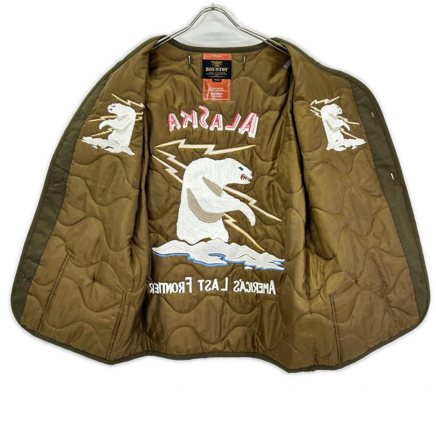 HOUSTON ヒューストン カーキ アラスカクマ刺繍 EMBROIDERY M-65 JACKET LINER ジャケット