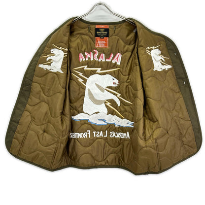 HOUSTON ヒューストン カーキ アラスカクマ刺繍 EMBROIDERY M-65 JACKET LINER ジャケット