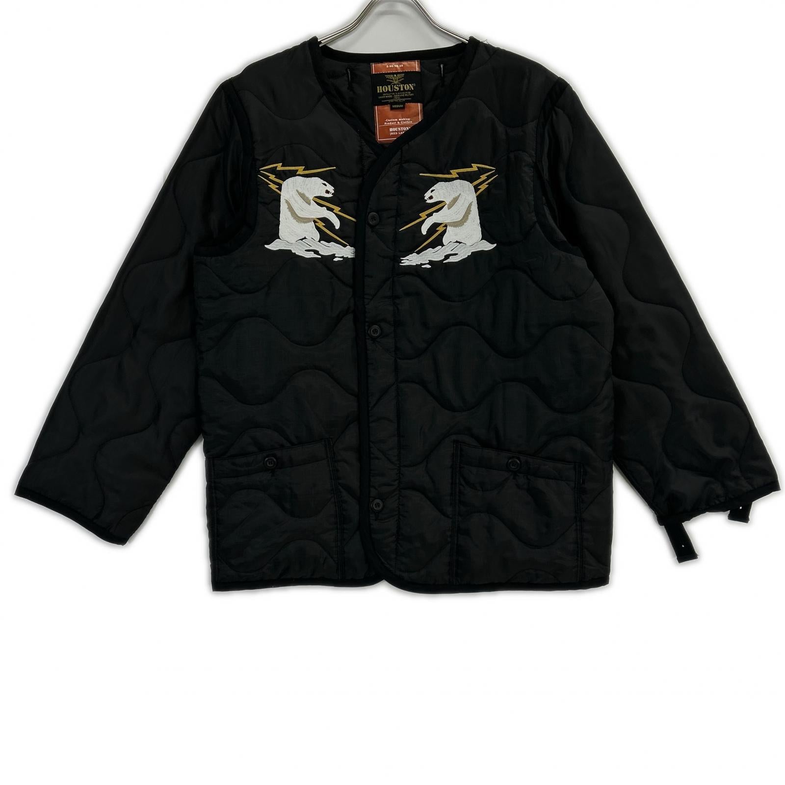 HOUSTON ヒューストン ブラック アラスカクマ刺繍 EMBROIDERY M-65 JACKET LINER ジャケット
