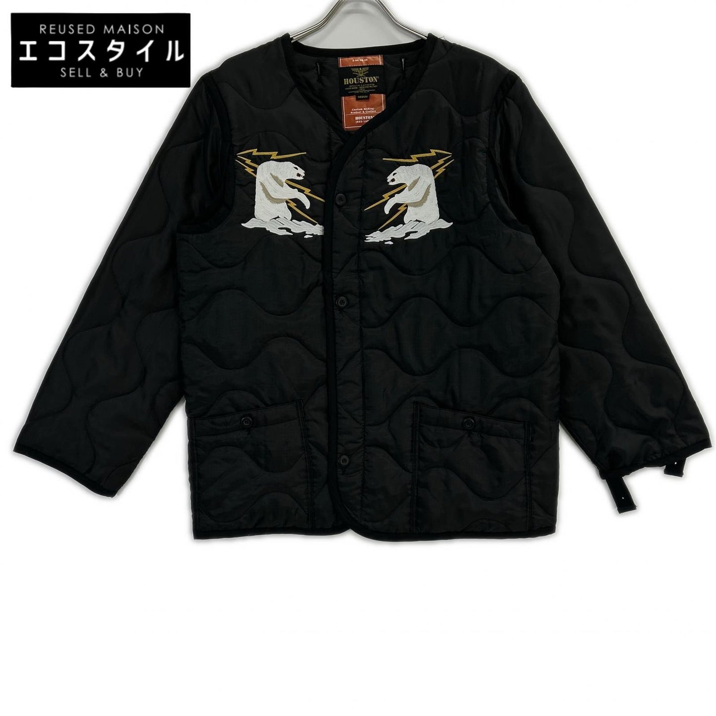 HOUSTON ヒューストン ブラック アラスカクマ刺繍 EMBROIDERY M-65 JACKET LINER ジャケット