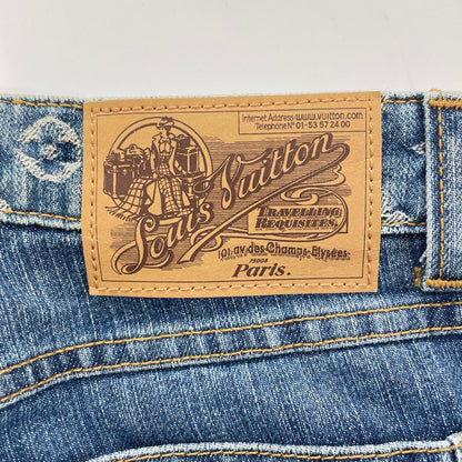 LOUIS VUITTON Louis Vuitton 2007 Monogram design leather-patch denim pants bottoms