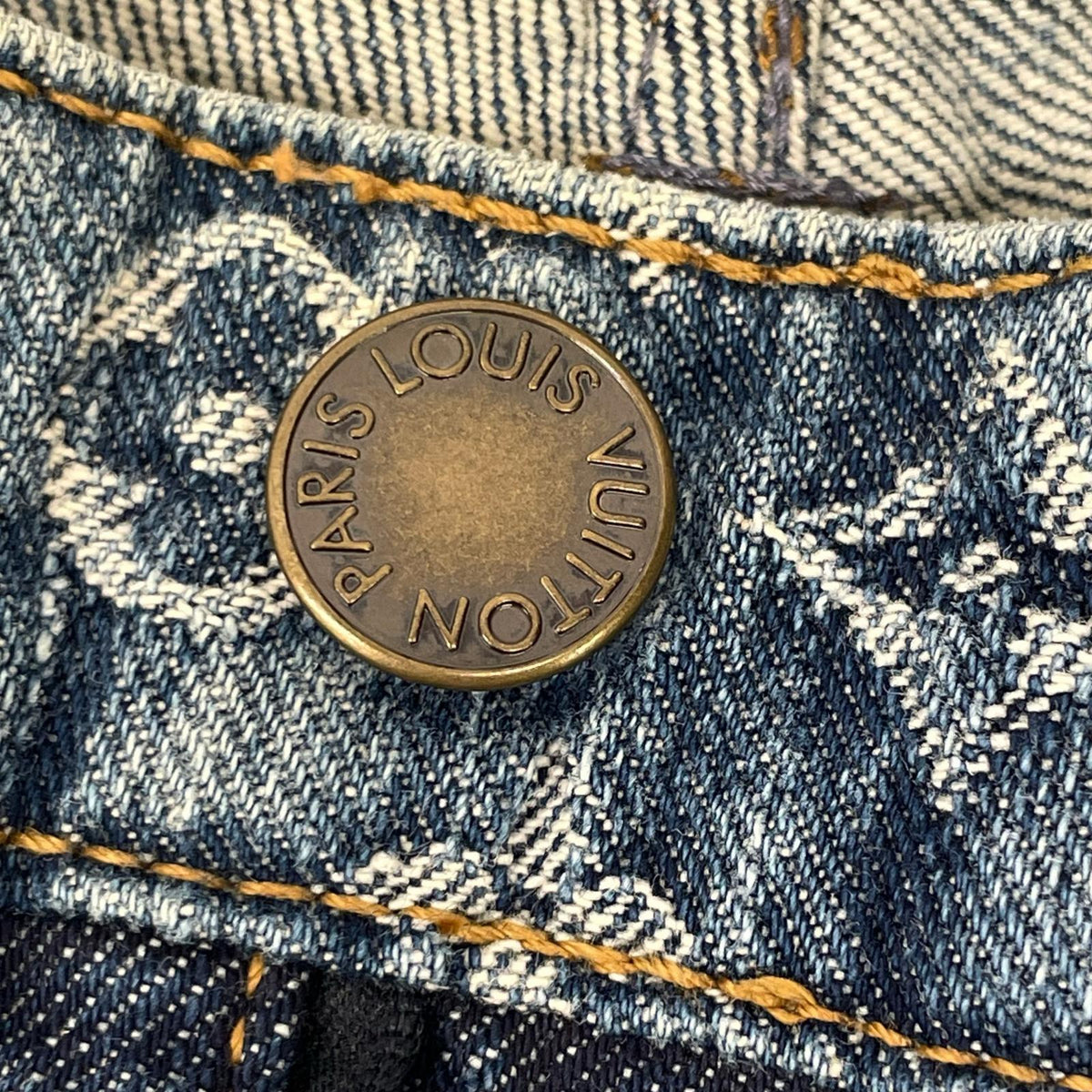 LOUIS VUITTON Louis Vuitton 2007 Monogram design leather-patch denim pants bottoms