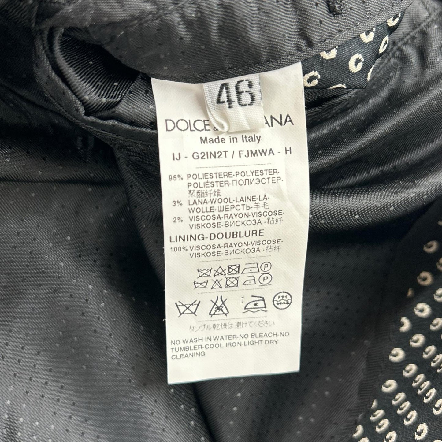 DOLCE&GABBANA ドルチェアンドガッバーナ G2IN2T ブラック ドット総柄 テーラードジャケット ジャケット