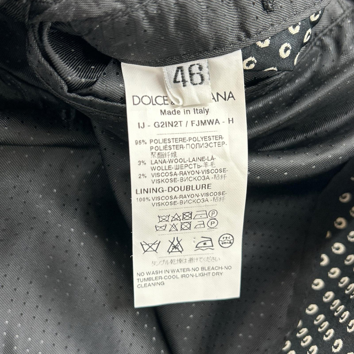 DOLCE&GABBANA ドルチェアンドガッバーナ G2IN2T ブラック ドット総柄 テーラードジャケット ジャケット