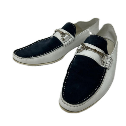 DOLCE&GABBANA ドルチェアンドガッバーナ CA2193 ホワイト×ネイビー レザー ビットローファー シューズ