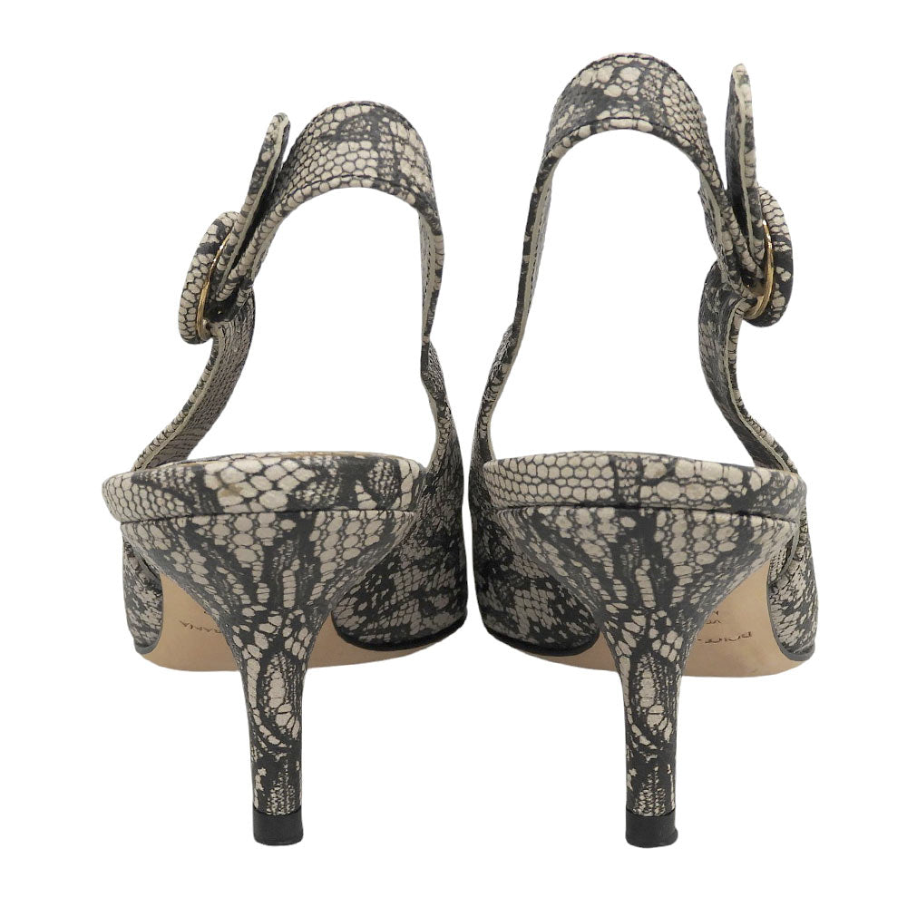 DOLCE&GABBANA ドルチェアンドガッバーナ 美品 レース総柄 ベルトパンプス シューズ レディース ホワイト×ブラック 35 17101 シューズ