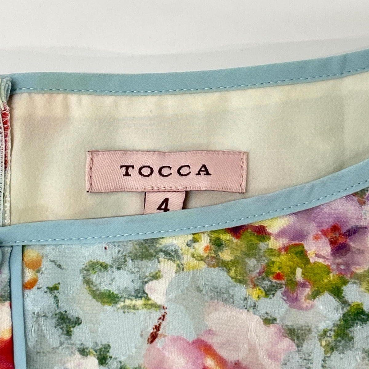 TOCCA トッカ 6503698 ブルー フロントボタンデザイン フラワー ノースリーブ ワンピース ワンピース