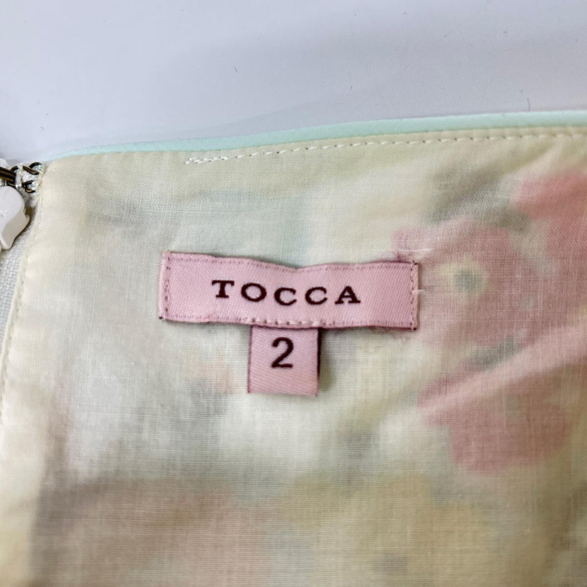 TOCCA トッカ 445908 グリーン系 ウエストリボンデザイン フラワー ノースリーブワンピース ワンピース