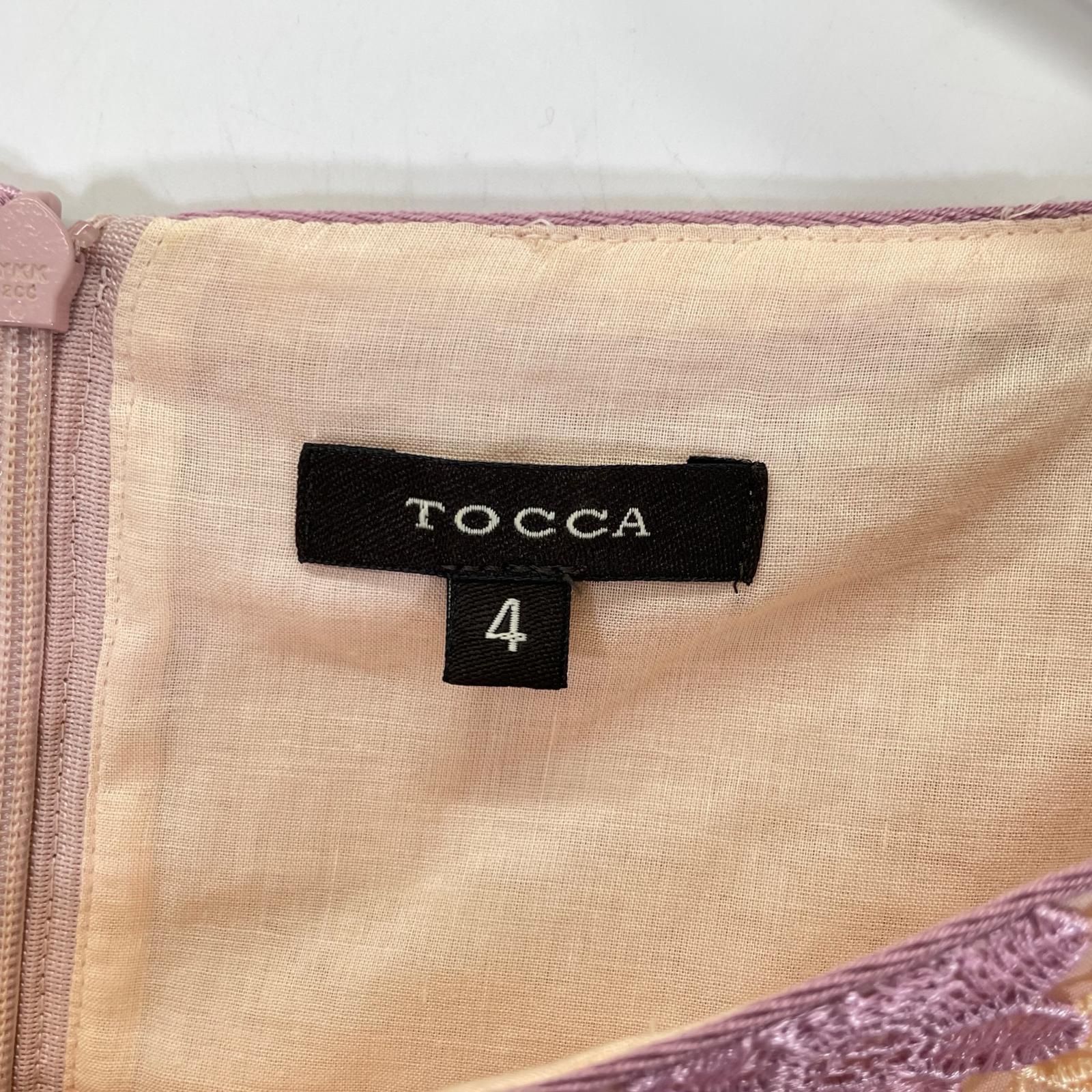 TOCCA トッカ 457710 ピンク系 ショルダーリボン フラワー刺繍 ノースリーブワンピース ワンピース