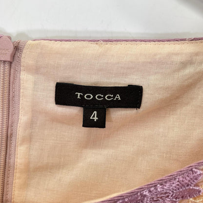 TOCCA トッカ 457710 ピンク系 ショルダーリボン フラワー刺繍 ノースリーブワンピース ワンピース