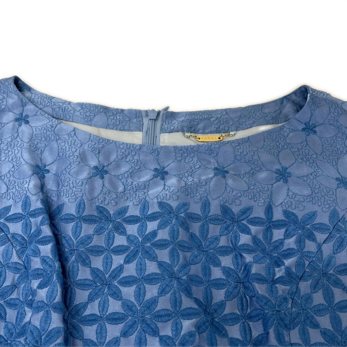 TOCCA トッカ 325074 ブルー系 フラワー刺繍 ノースリーブワンピース ワンピース