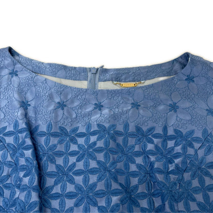 TOCCA トッカ 325074 ブルー系 フラワー刺繍 ノースリーブワンピース ワンピース