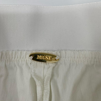 MUSE ミューズ 25年 ホワイト STRETCH TWILL タックパンツ ボトムス