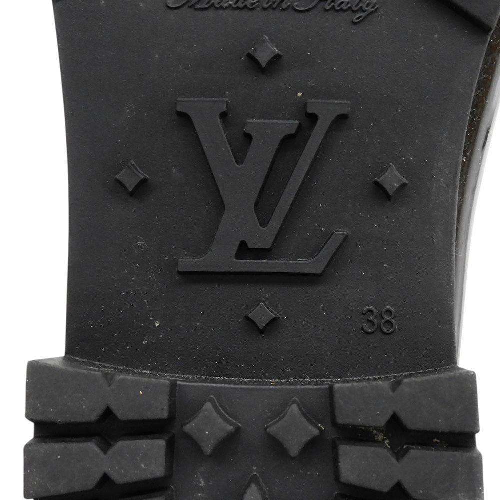 LOUIS VUITTON ルイヴィトン 美品 モノグラム レインブーツ シューズ レディース ブラック 38 シューズ