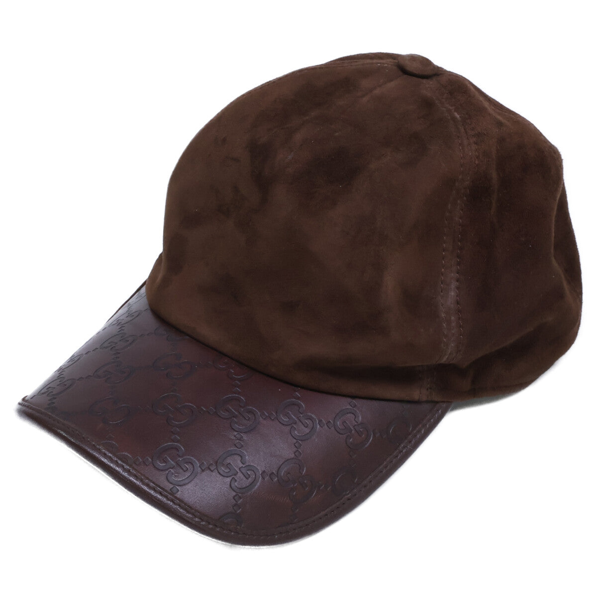 GUCCI グッチ 【即決/国内正規】スエード/GGエンボスレザー キャップ 帽子