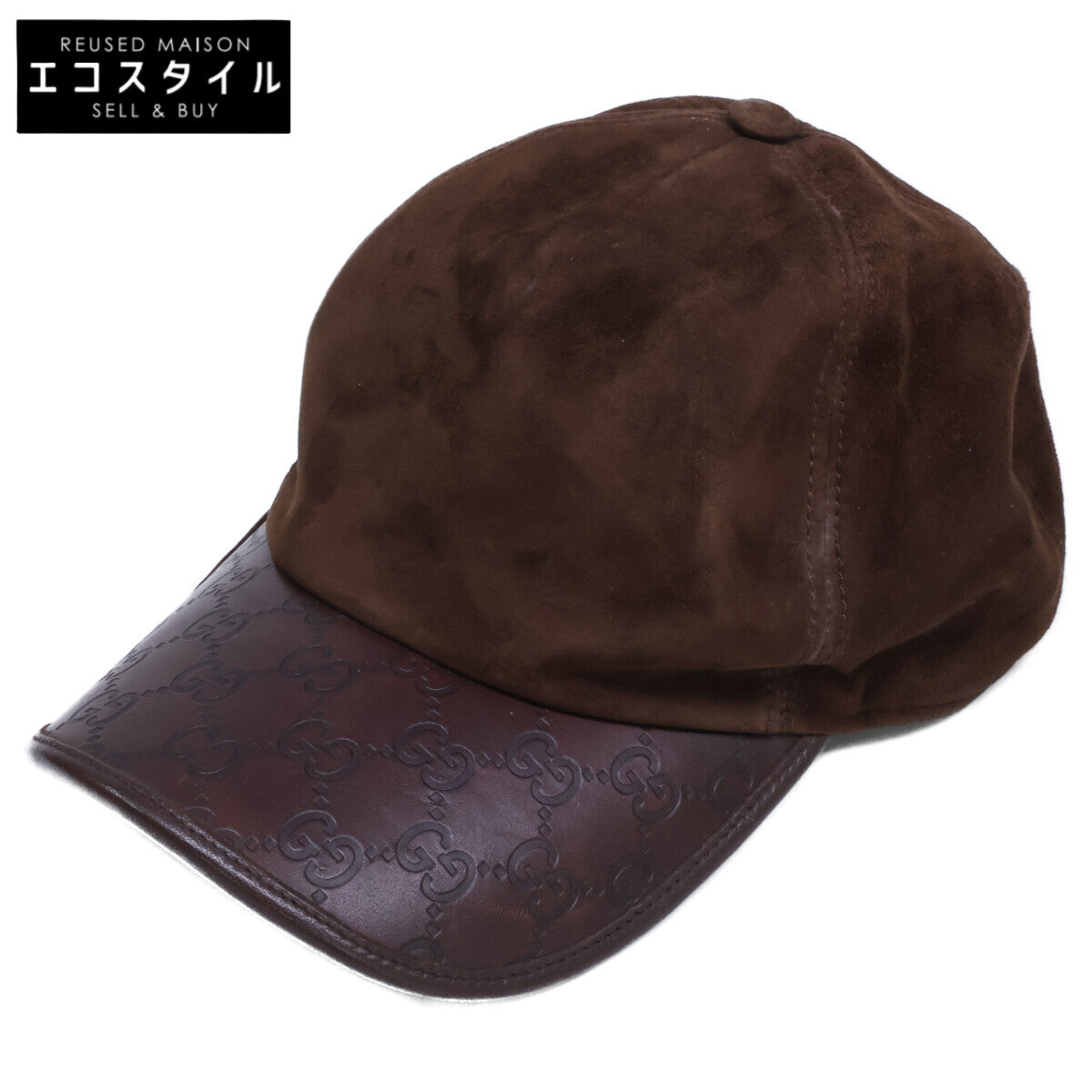 GUCCI グッチ 【即決/国内正規】スエード/GGエンボスレザー キャップ 帽子