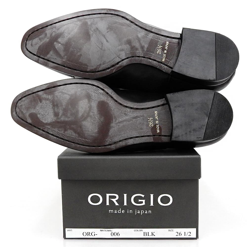 ORIGIO オリジオ 新品同様 ストレートチップ クラシック レザーシューズ シューズ メンズ ブラック 26.5cm ORG-006 シューズ