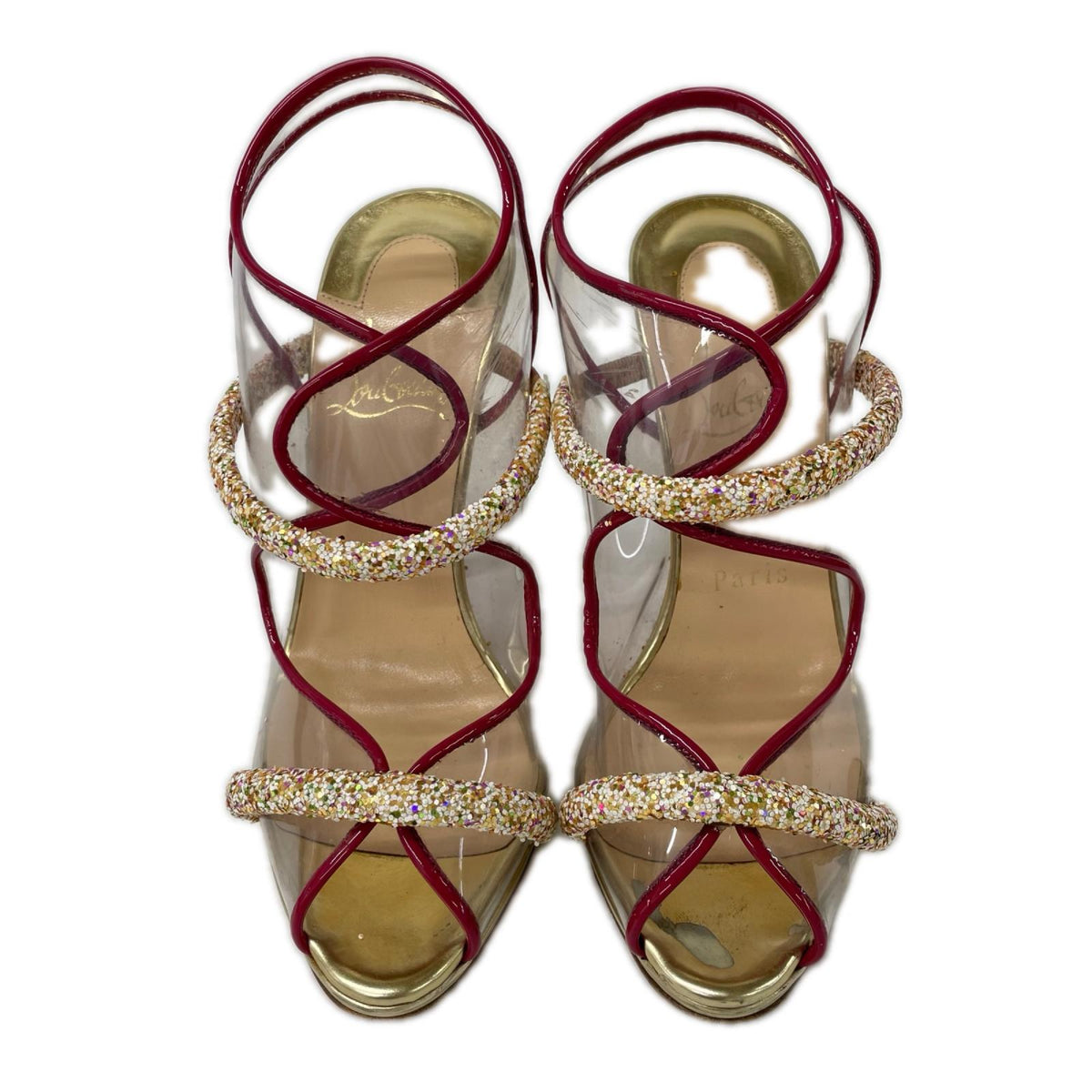 CHRISTIAN LOUBOUTIN クリスチャンルブタン ゴールド クリア スパンコール ハイヒール シューズ