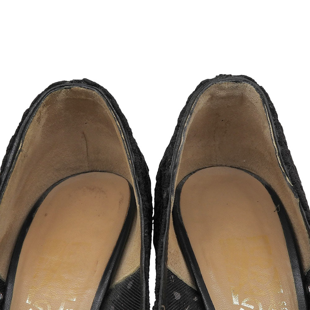 SalvatoreFerragamo サルバトーレフェラガモ レース ヴァラリボン ハイヒール シューズ レディース ブラック 6C シューズ
