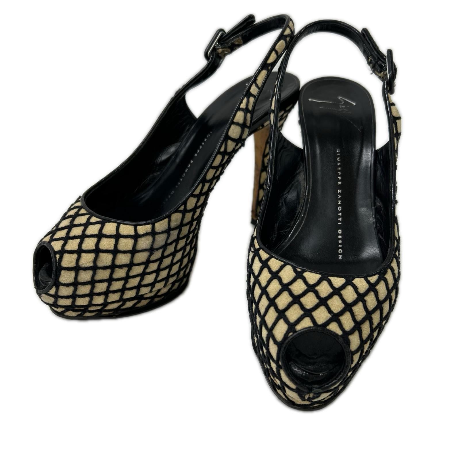 giuseppe zanotti ジュゼッペザノッティ ベージュ メッシュ オープントゥ ハイヒール シューズ