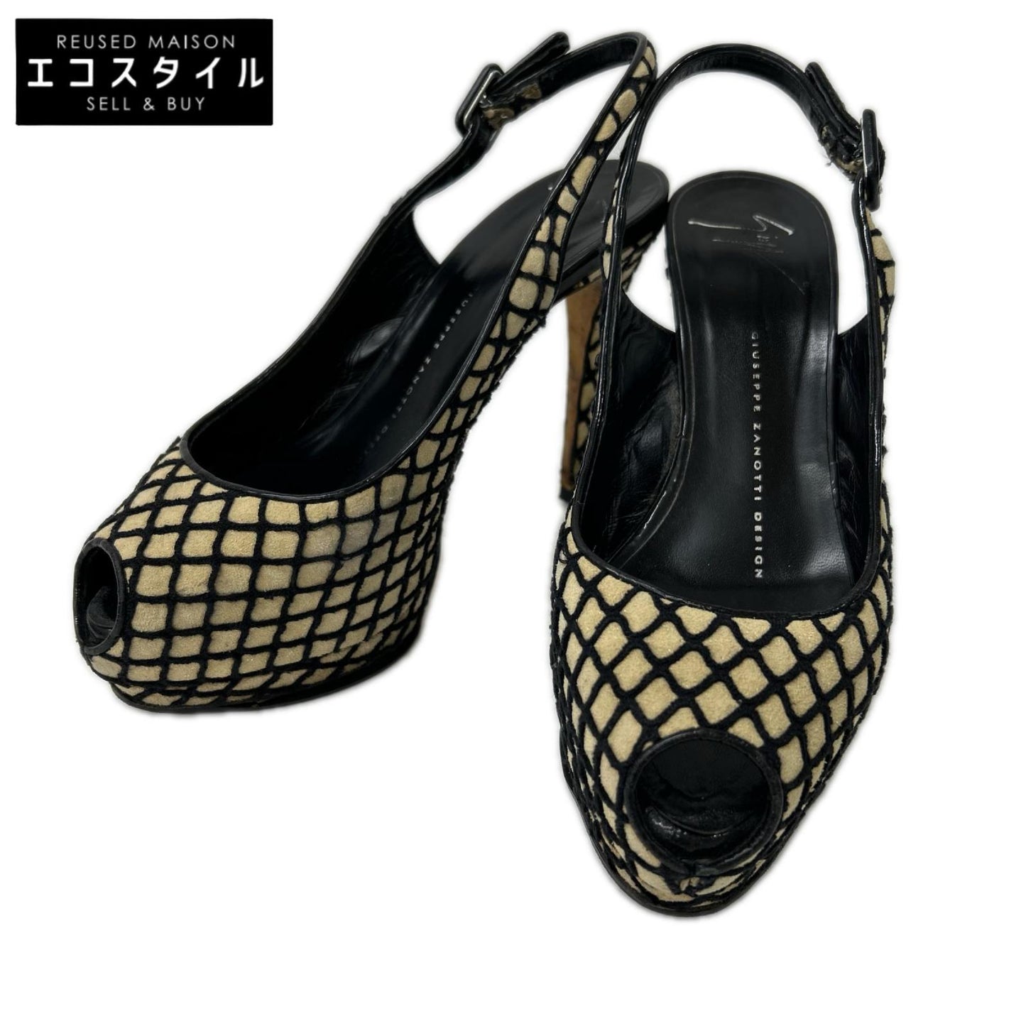 giuseppe zanotti ジュゼッペザノッティ ベージュ メッシュ オープントゥ ハイヒール シューズ