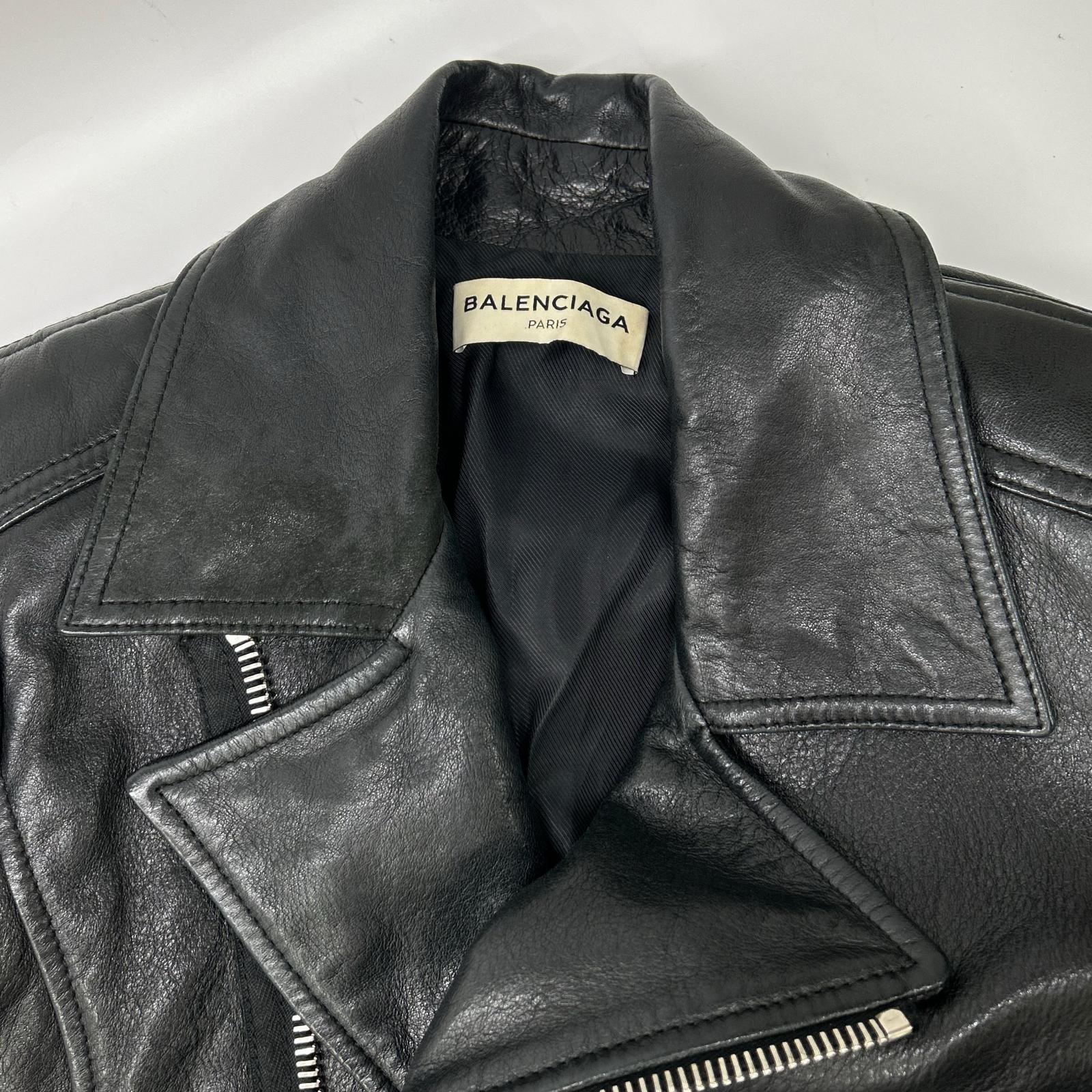 BALENCIAGA バレンシアガ 374639 TCH99 16AW ブラック シープスキン ダブルライダースジャケット ジャケット