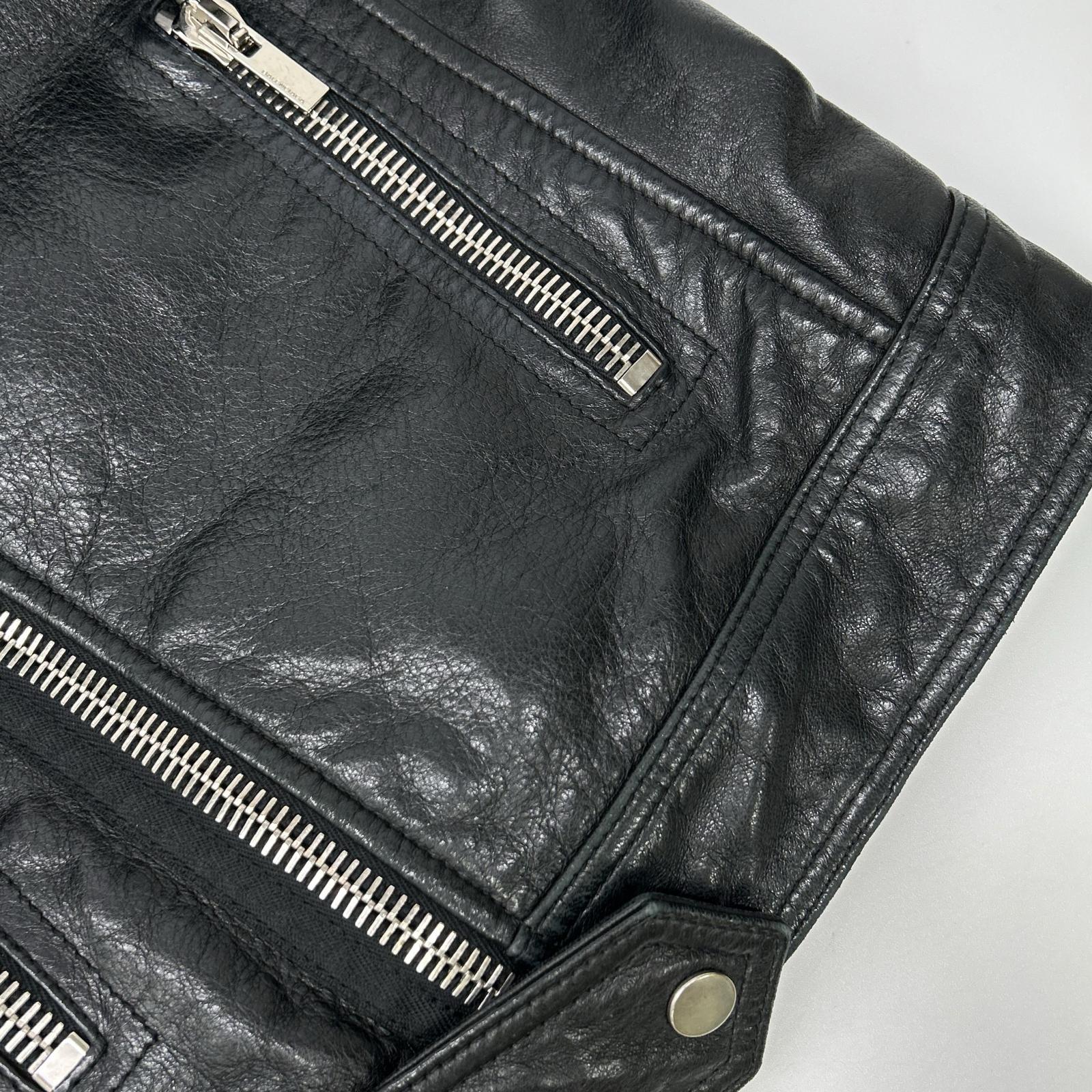 BALENCIAGA バレンシアガ 374639 TCH99 16AW ブラック シープスキン ダブルライダースジャケット ジャケット