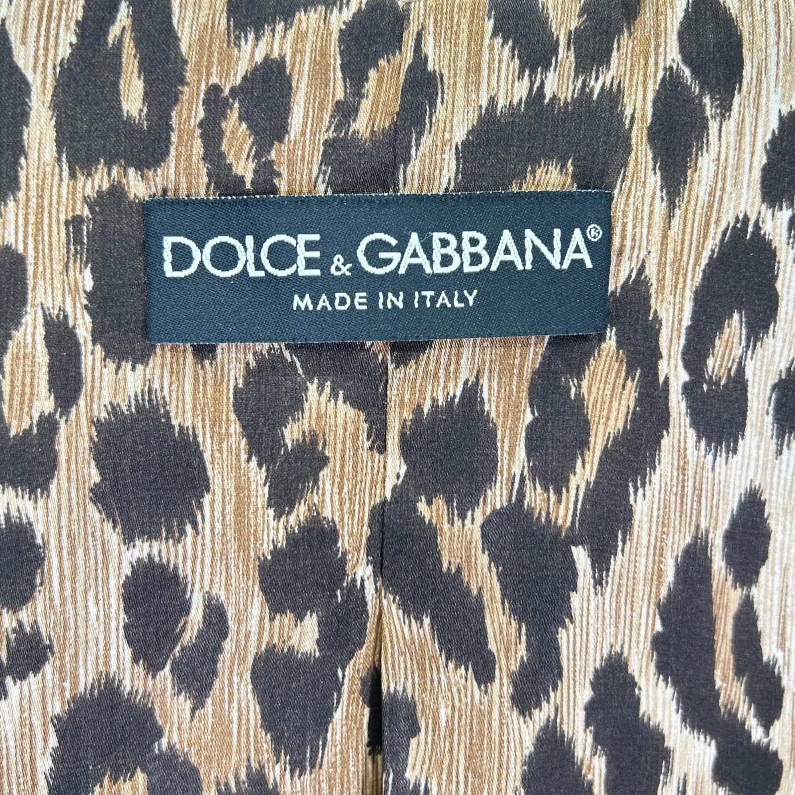 DOLCE&GABBANA ドルチェアンドガッバーナ F29P1T FUFFO ベージュ ピークドラペル レオパードライニング サイドベンツ テーラードジャケット ジャケット