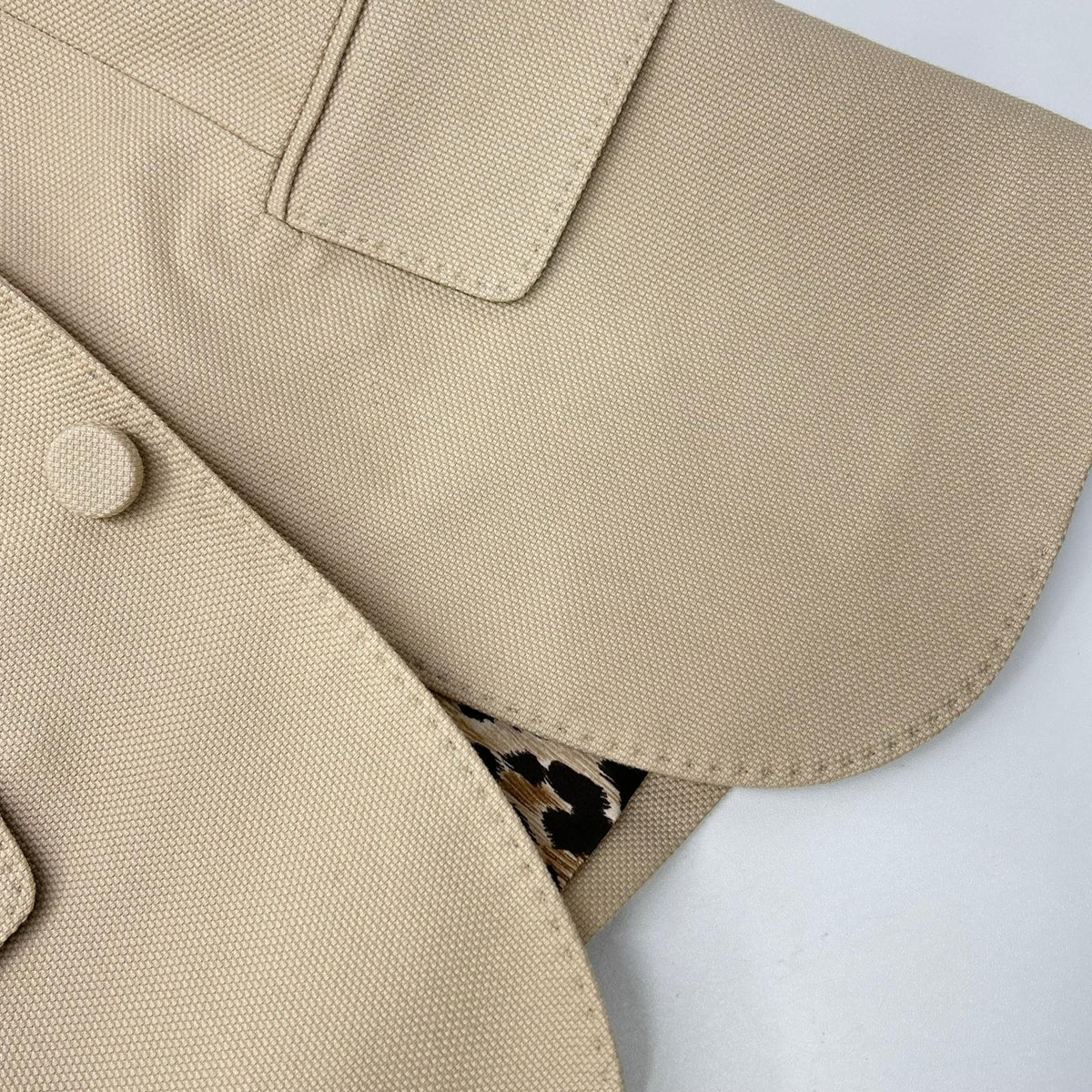 DOLCE&GABBANA Dolce & Gabbana F29P1T FUFFO Beige Peak-Lapel Leopard-Lining Side-Vent Tailored Jacket Jacket
