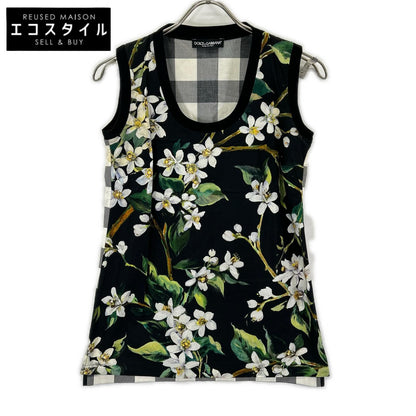 DOLCE&GABBANA ドルチェアンドガッバーナ F7O94T G7CTK ブラック フラワープリント ノースリーブ カットソー トップス